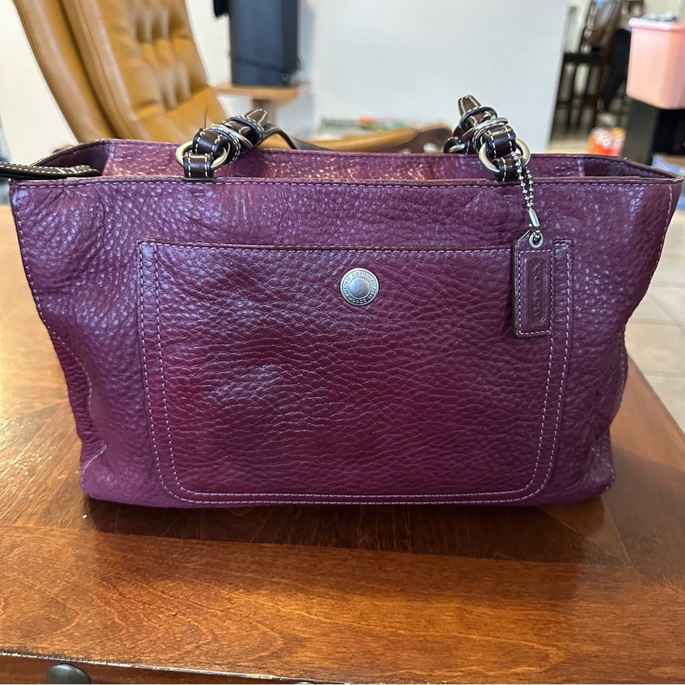 Coach Plum Purple Pebbled Leather Tote